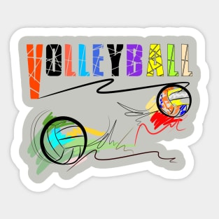 hit volleyball and text design and brush strokes style Sticker